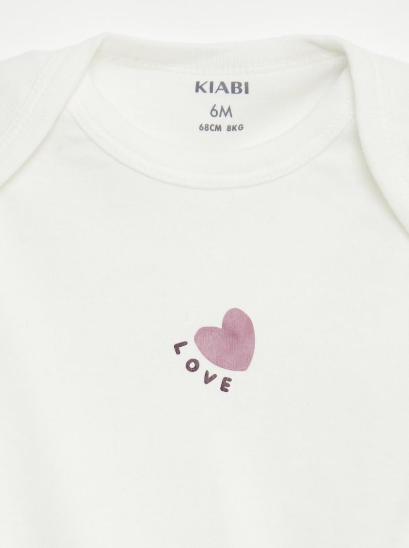 Setje met 3 katoenenbody's met print Paars - Kiabi