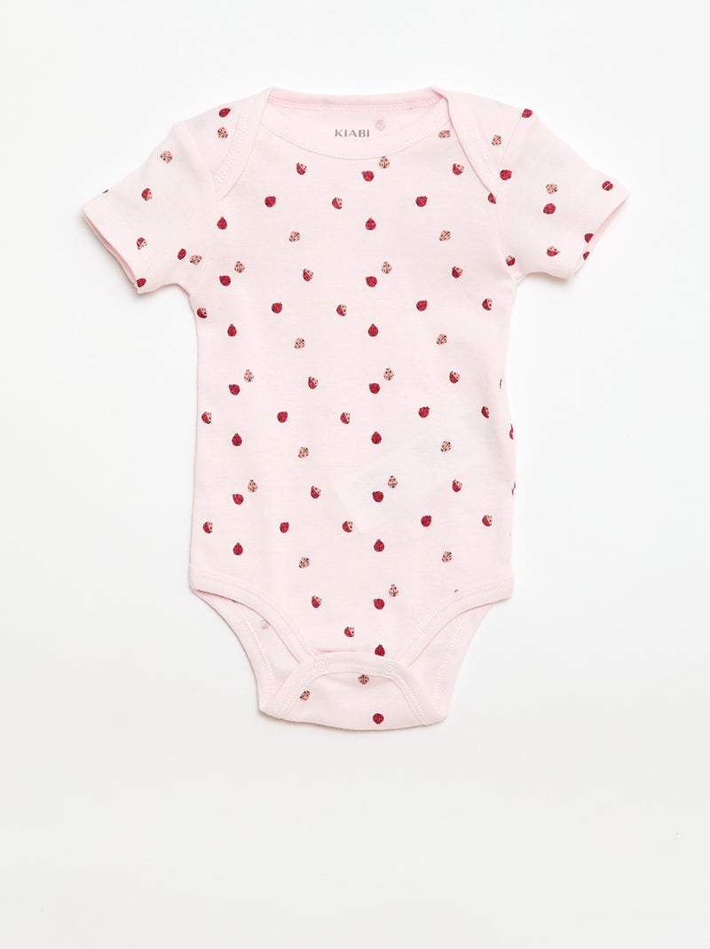 Setje met 3 katoenenbody's met print Rose - Kiabi