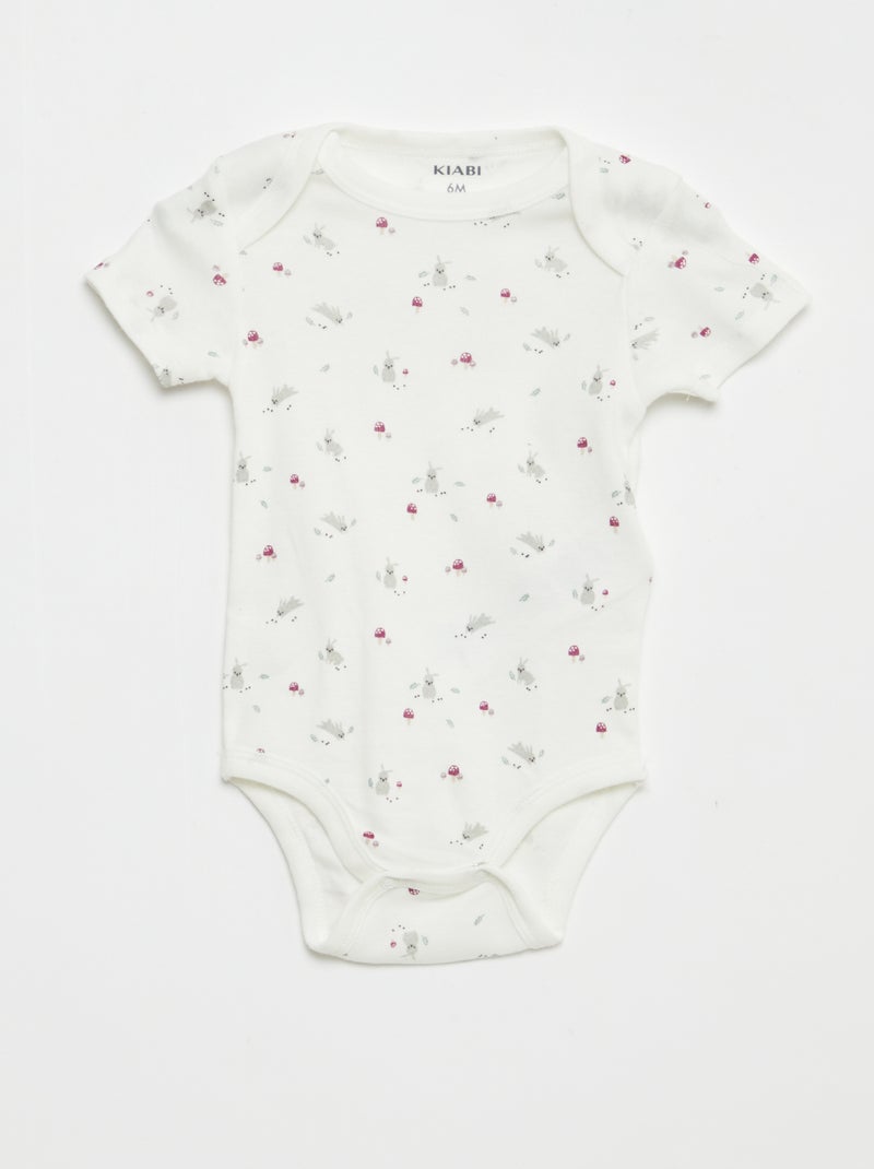 Setje met 3 katoenenbody's met print Wit - Kiabi