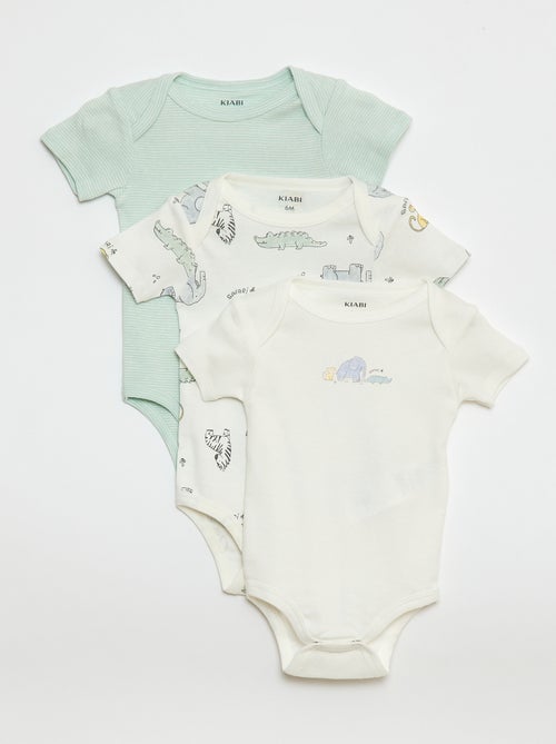Setje met 3 katoenenbody's met print - Kiabi