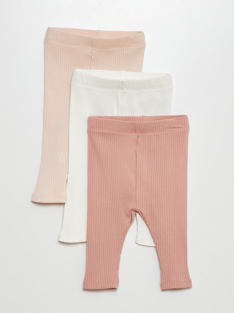 Setje met 3 leggings van ribstof ROSE - Kiabi