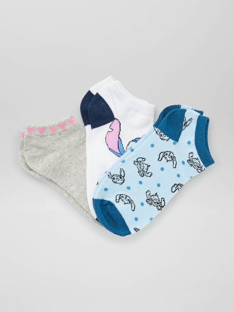 Setje met 3 paar Disney-sokken met Stitch-print blauw - Kiabi