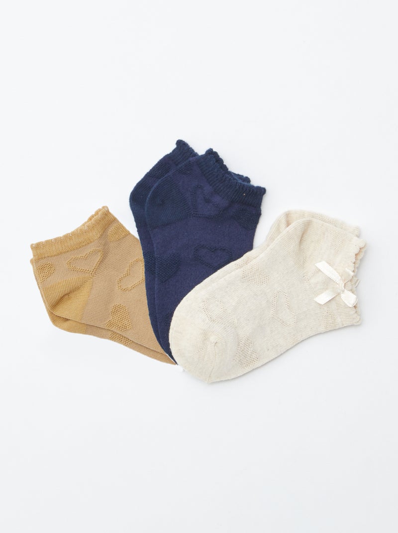 Setje met 3 paar enkelsokken van fantasietricot Blauw - Kiabi