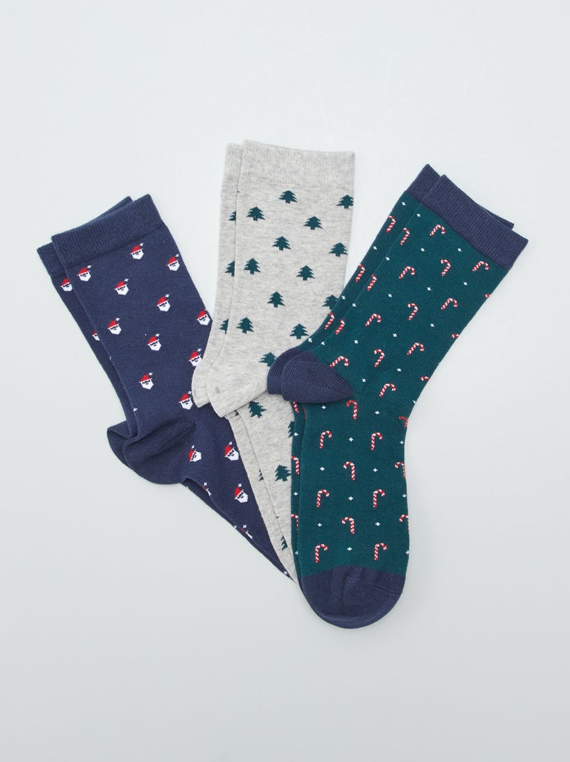 Setje met 3 paar sokken met kerstmotief GROEN - Kiabi