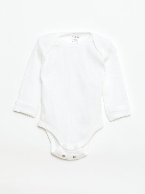Setje met 3 rompertjes met envelophals en lange mouw - Kiabi