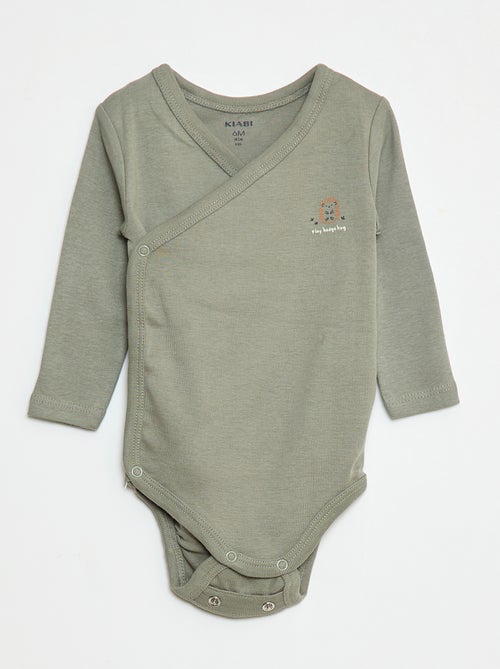 Setje met 3 rompertjes met lange mouw en drukknoopsluiting - Kiabi
