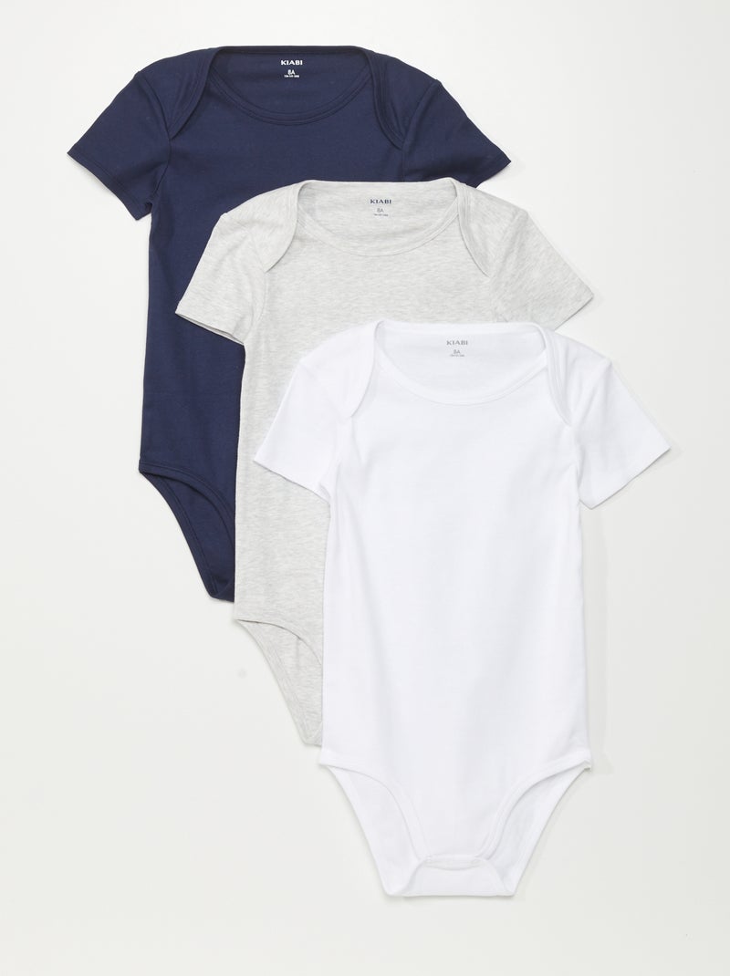 Setje met 3 rompertjes van jersey - So Easy BLAUW - Kiabi