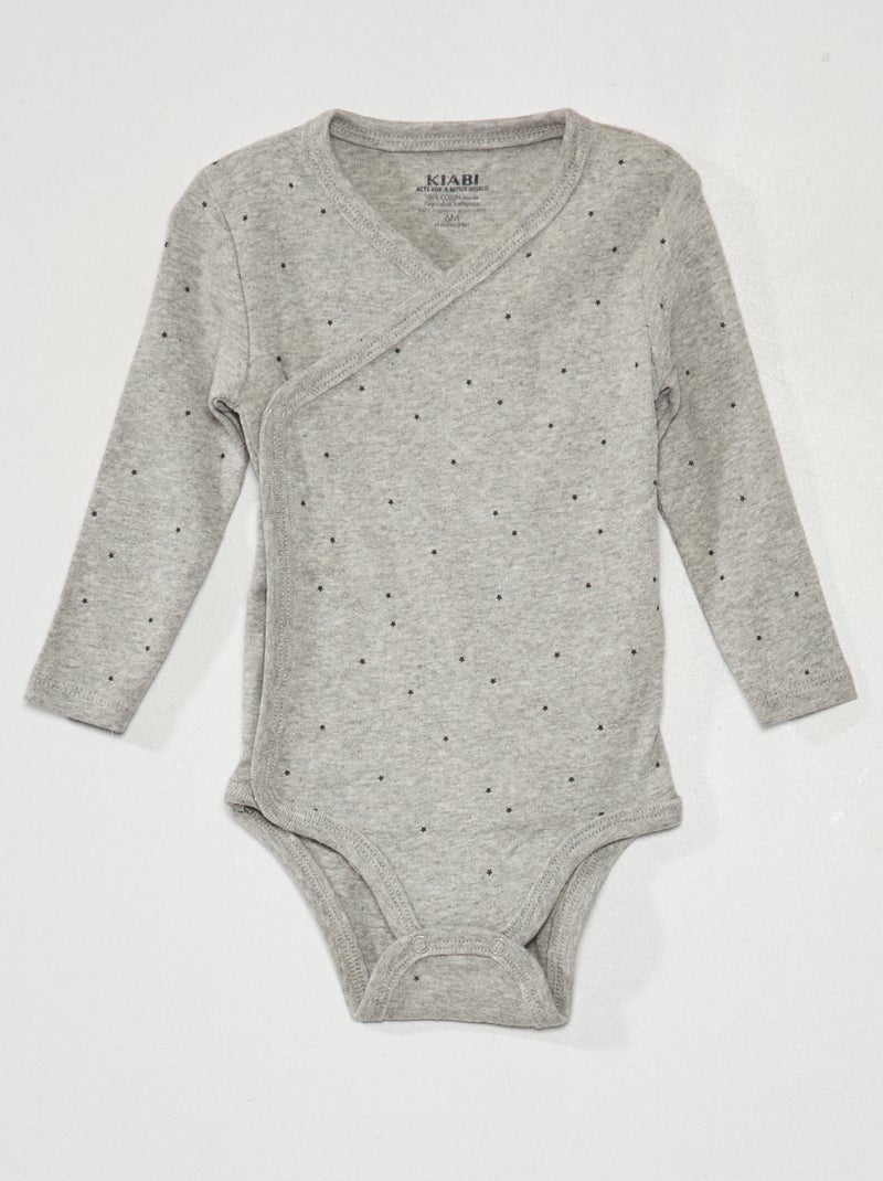 Setje met 3 rompertjes van ribtricot - 3-delig Grijs - Kiabi