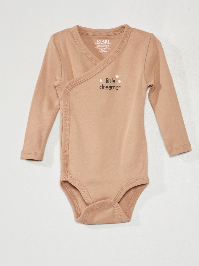 Setje met 3 rompertjes van ribtricot - 3-delig Grijs - Kiabi