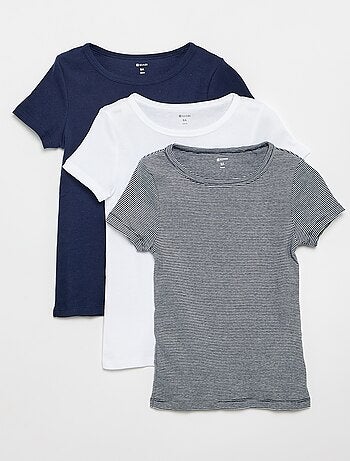 Setje met 3 slim-fit shirts met korte mouw
