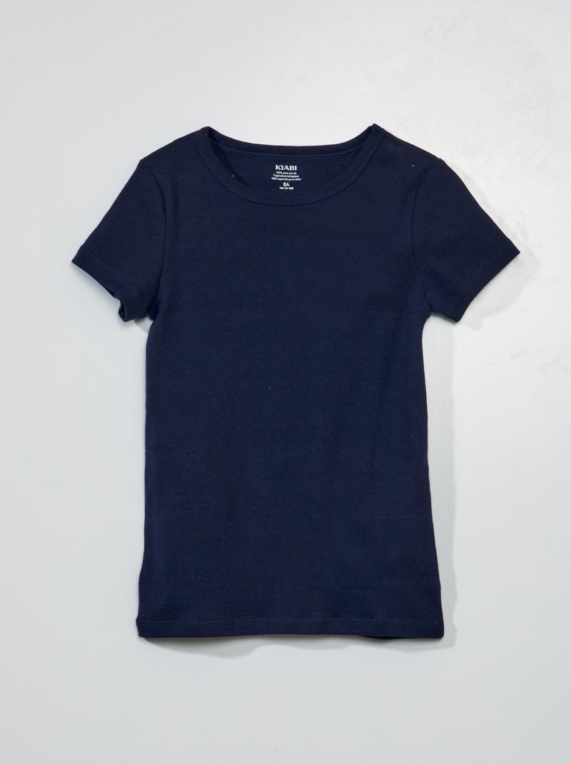 Setje met 3 slim-fit shirts met korte mouw BLAUW - Kiabi