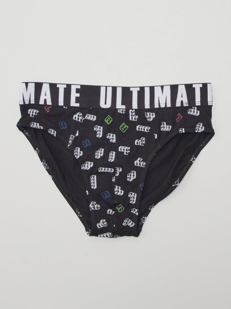 Setje met 3 slips met print ZWART - Kiabi