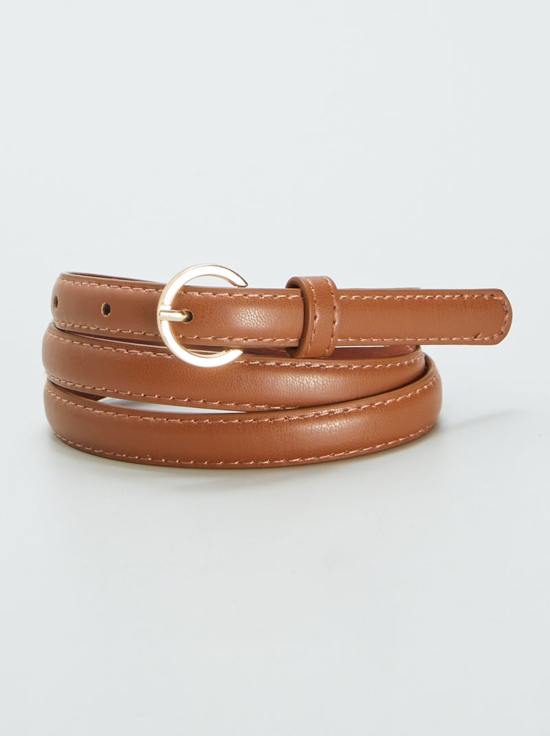 Setje met 3 smalle effen riemen BRUIN - Kiabi