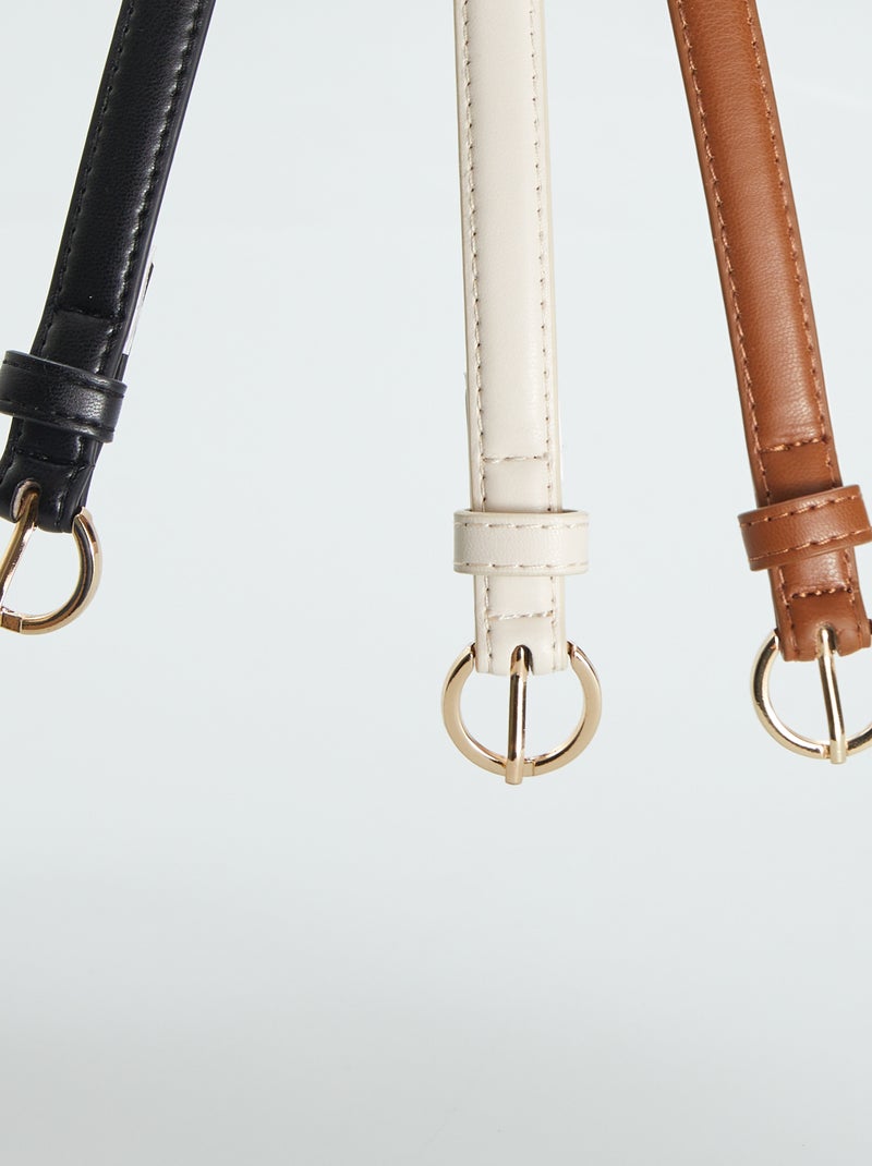 Setje met 3 smalle effen riemen BRUIN - Kiabi