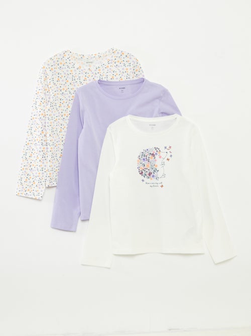 Setje met 3 T-shirts met lange mouwen en ronde hals - Kiabi