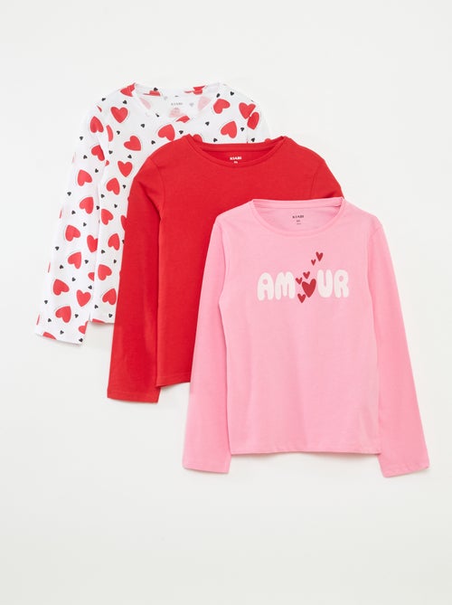 Setje met 3 T-shirts met lange mouwen en ronde hals - Kiabi