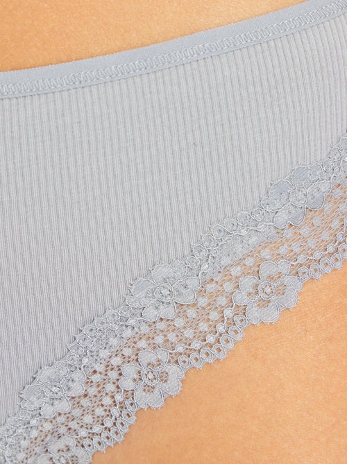 Setje met 3 tangaslips van ribtricot - Kiabi