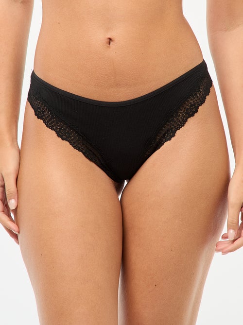 Setje met 3 tangaslips van ribtricot - Kiabi