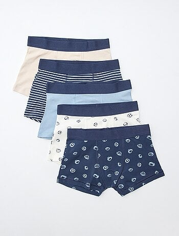 Setje met 5 effen en bedrukte boxershorts