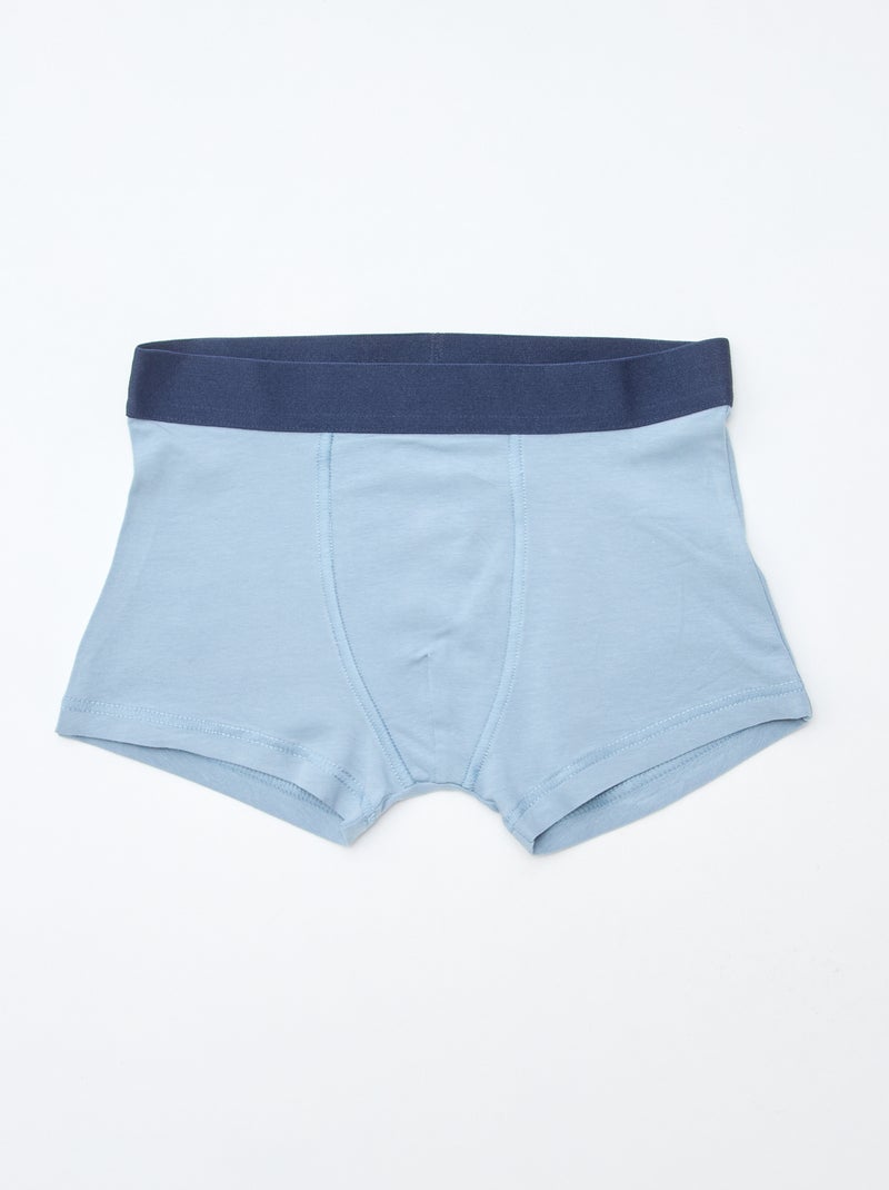 Setje met 5 effen en bedrukte boxershorts Blauw - Kiabi