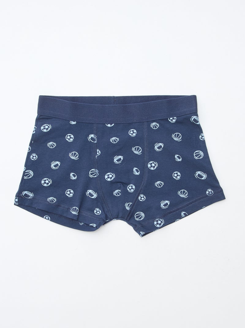 Setje met 5 effen en bedrukte boxershorts Blauw - Kiabi