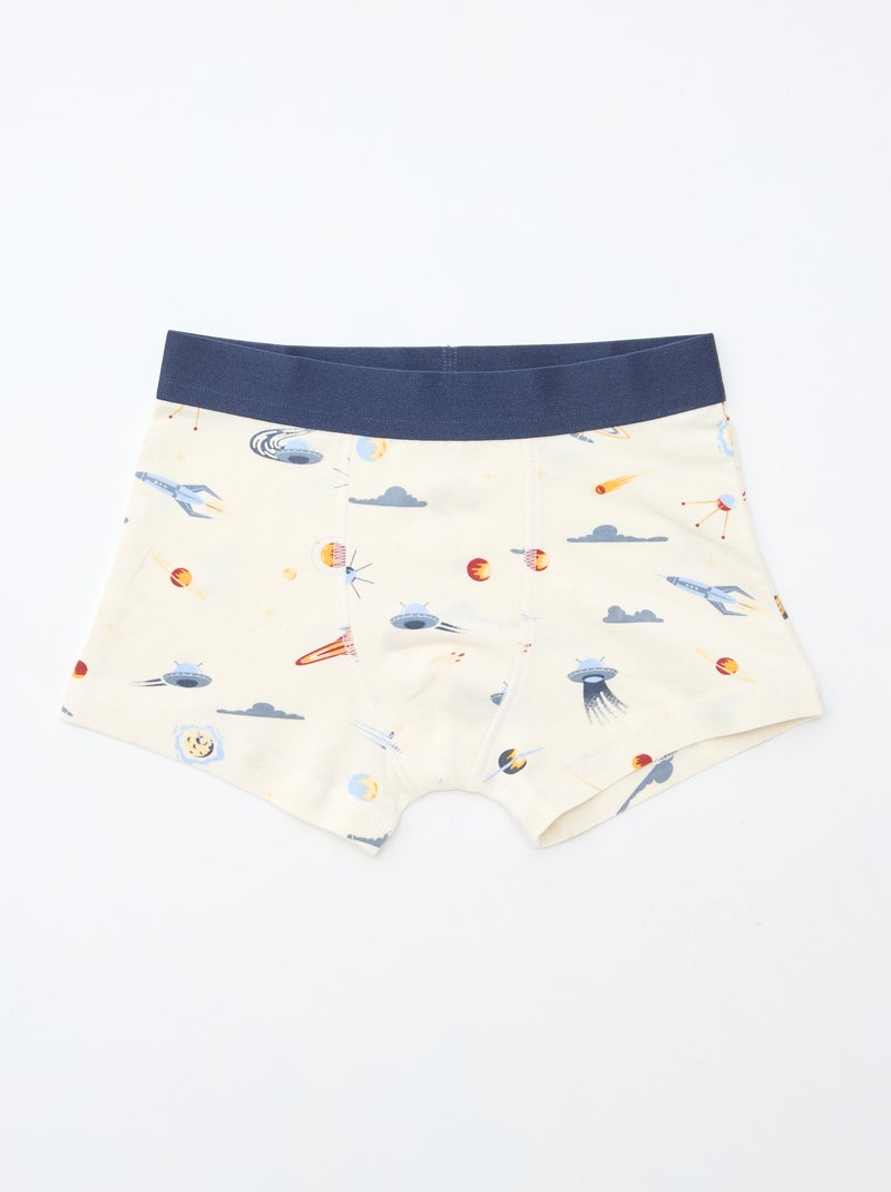 Setje met 5 effen en bedrukte boxershorts Blauw - Kiabi