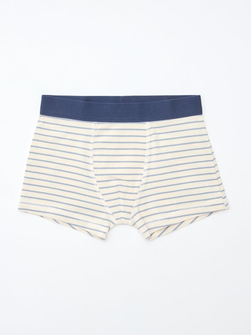Setje met 5 effen en bedrukte boxershorts Blauw - Kiabi