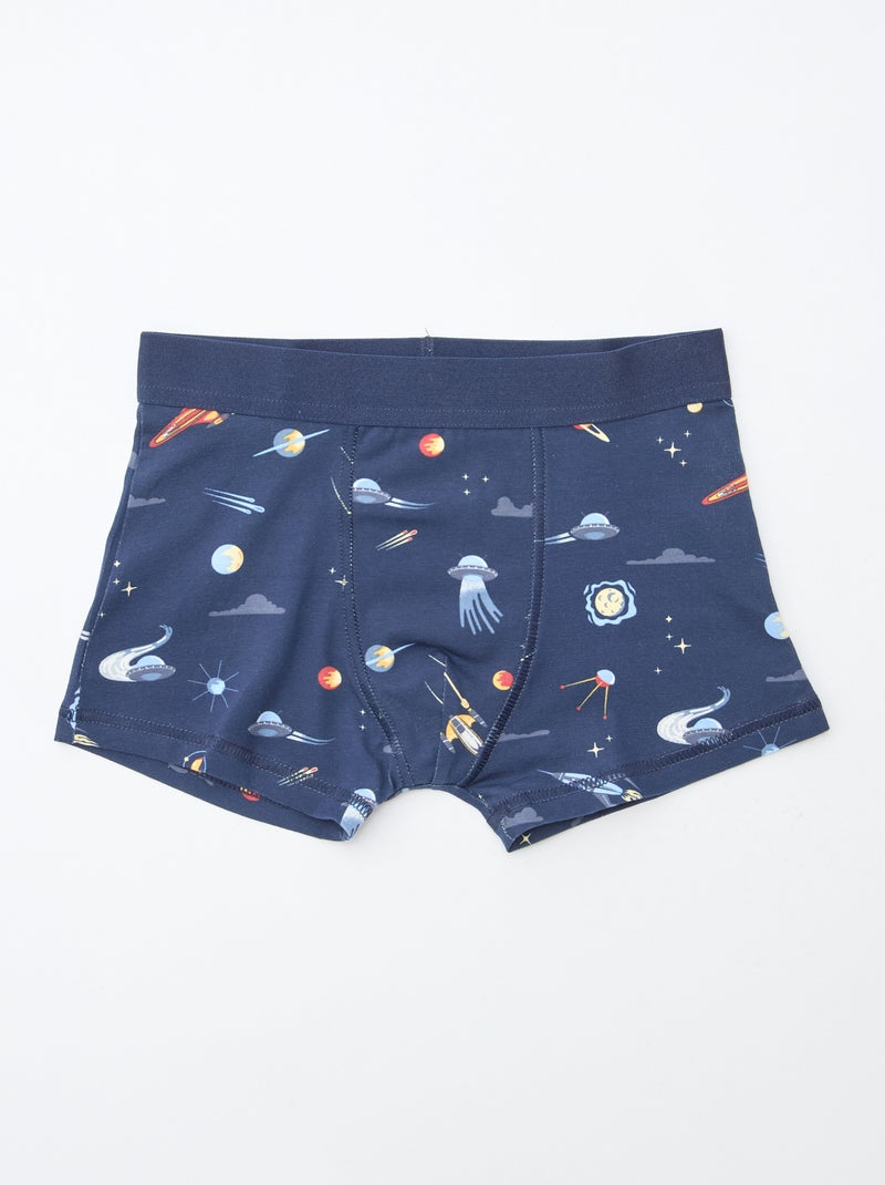 Setje met 5 effen en bedrukte boxershorts Blauw - Kiabi