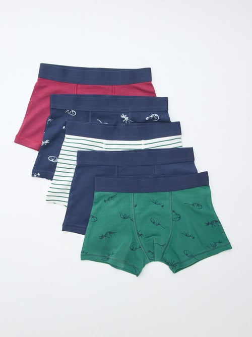 Setje met 5 effen en bedrukte boxershorts - Kiabi