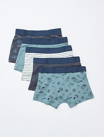 Setje met 5 effen en bedrukte boxershorts