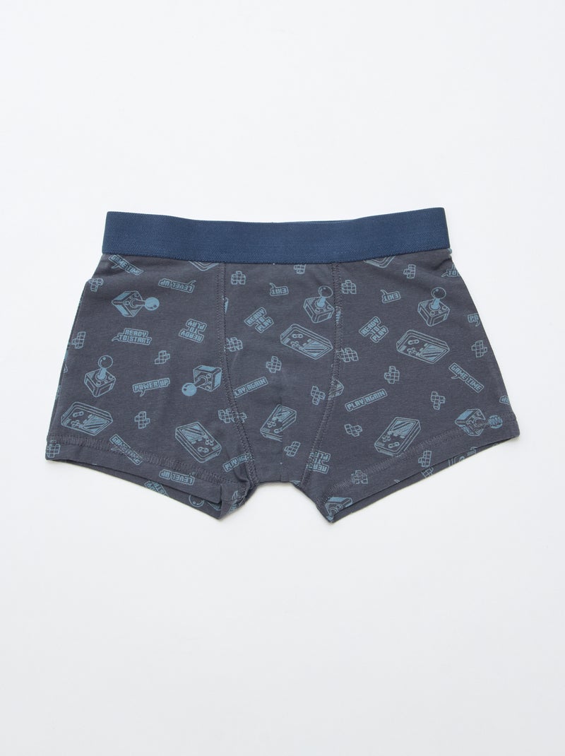 Setje met 5 effen en bedrukte boxershorts Grijs - Kiabi