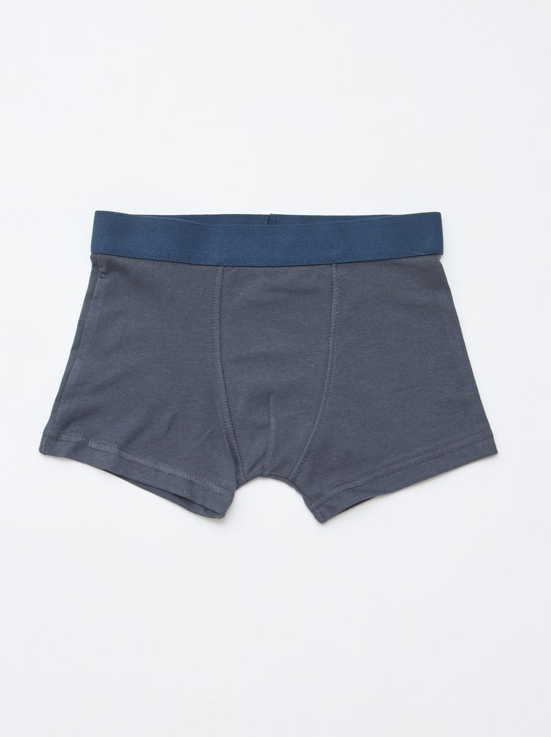 Setje met 5 effen en bedrukte boxershorts Grijs - Kiabi