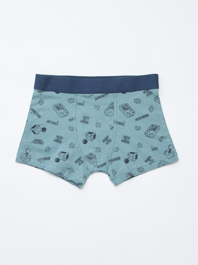 Setje met 5 effen en bedrukte boxershorts Grijs - Kiabi