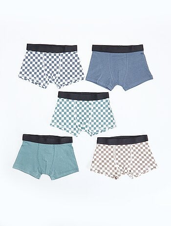 Setje met 5 effen en bedrukte boxershorts