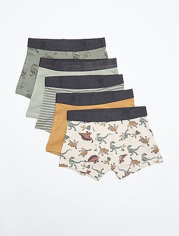 Setje met 5 effen en bedrukte boxershorts