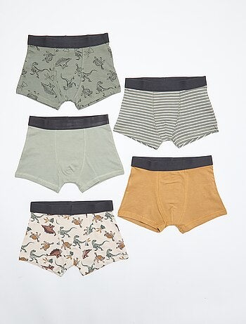 Setje met 5 effen en bedrukte boxershorts