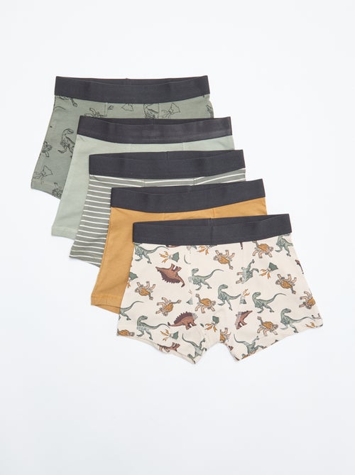 Setje met 5 effen en bedrukte boxershorts - Kiabi