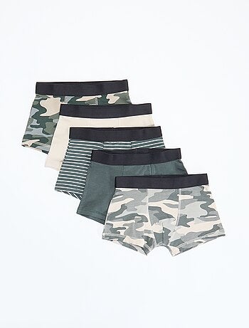 Setje met 5 effen en bedrukte boxershorts