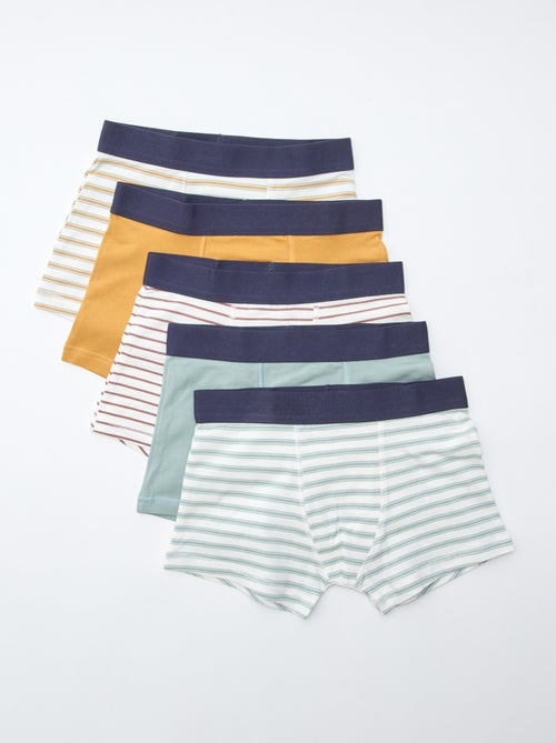 Setje met 5 effen en bedrukte boxershorts - Kiabi