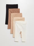 Setje met 5 effen leggings BIEGE - Kiabi
