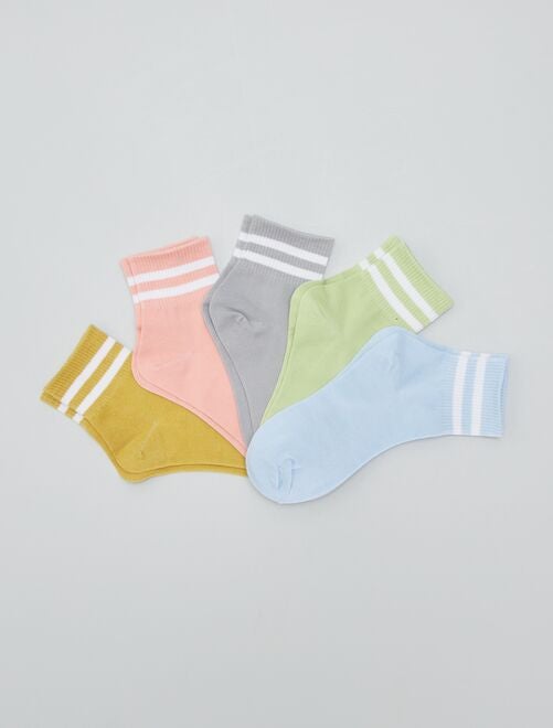 Setje met 5 paar sokken met strepen in contrasterende kleur - Kiabi