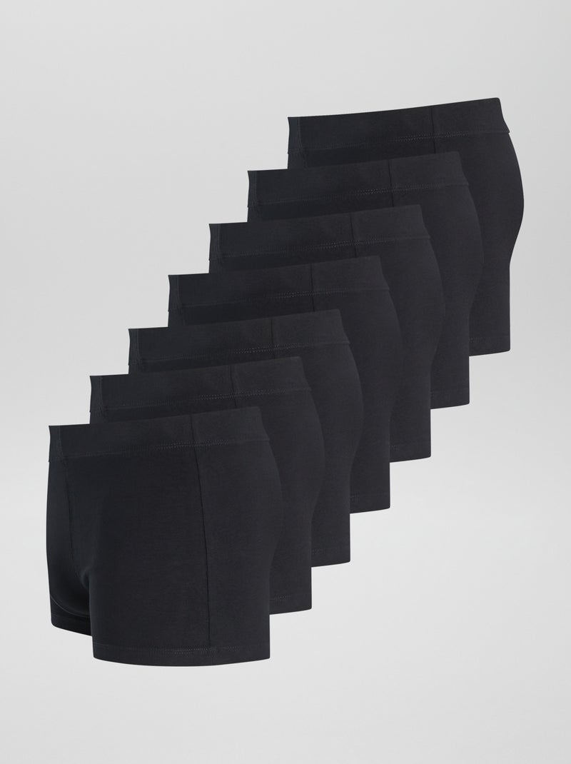 Setje met 7 boxershorts van stretchstof ZWART - Kiabi