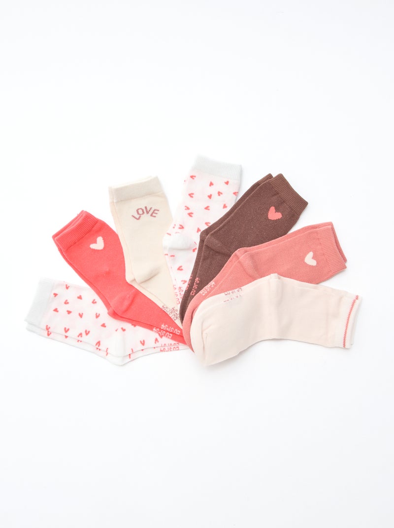 Setje met 7 paar halflange sokken Rose - Kiabi