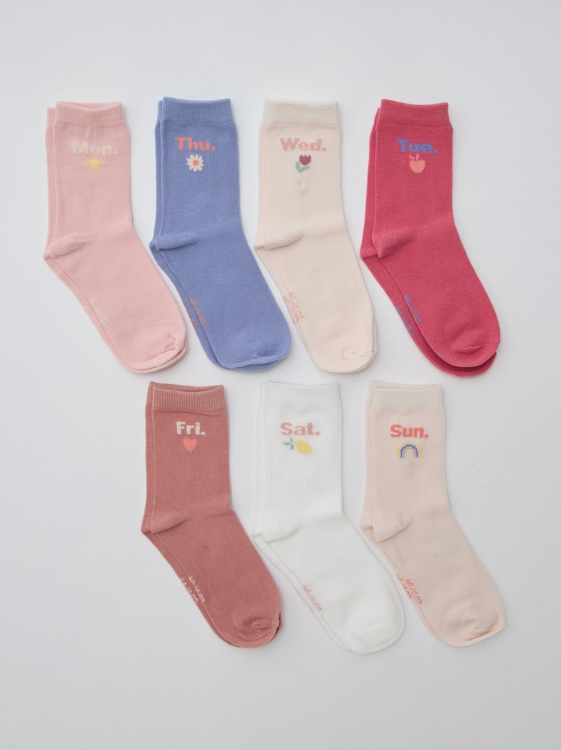 Setje met 7 paar halflange sokken Rose - Kiabi