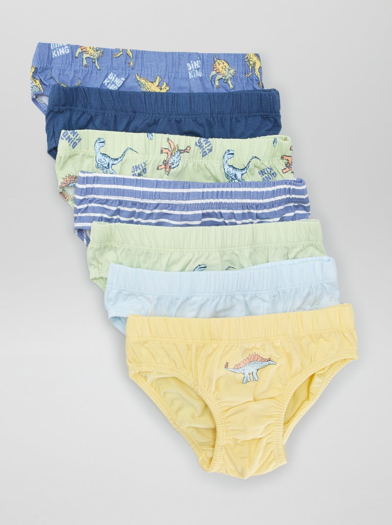 Setje met 7 slips met print BLAUW - Kiabi
