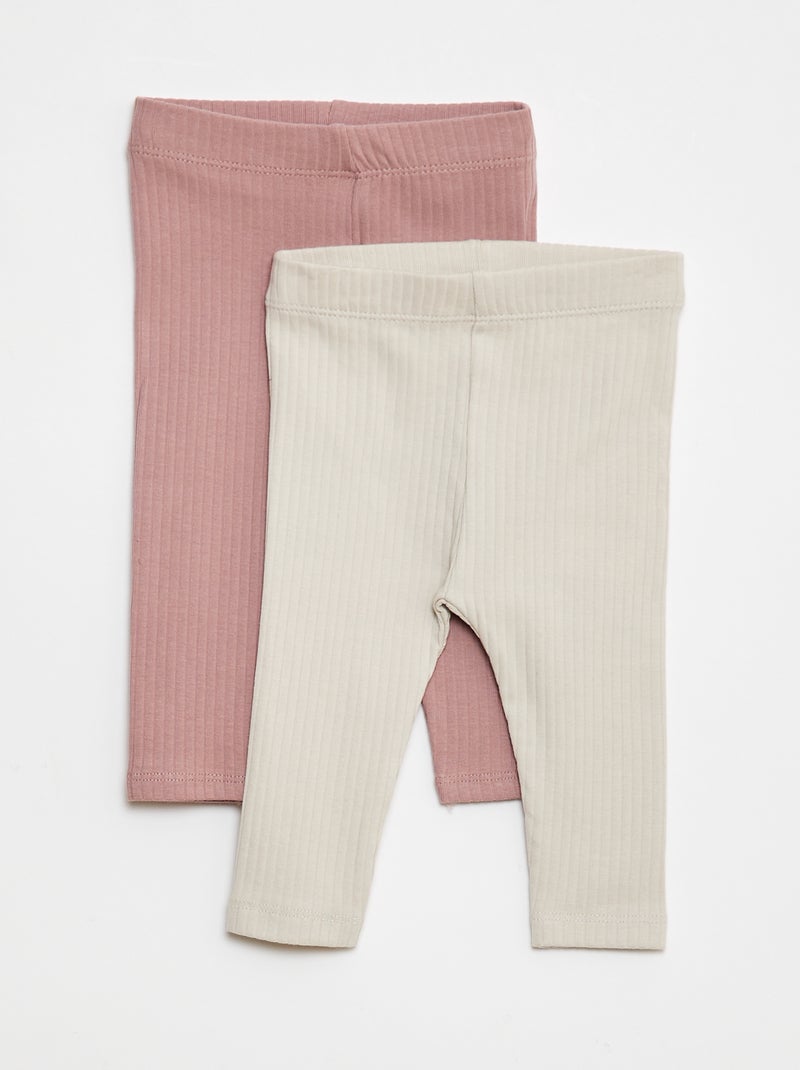 Setje met lange leggings van ribstof - 2-delig Biege - Kiabi