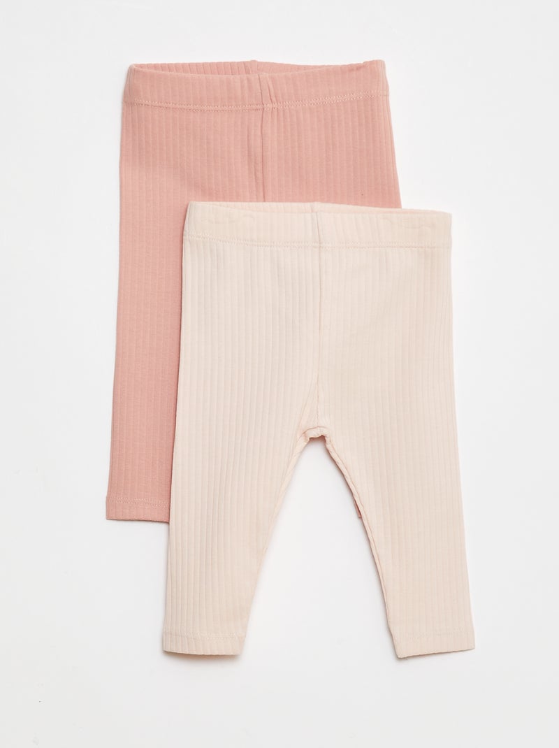 Setje met lange leggings van ribstof - 2-delig Rose - Kiabi
