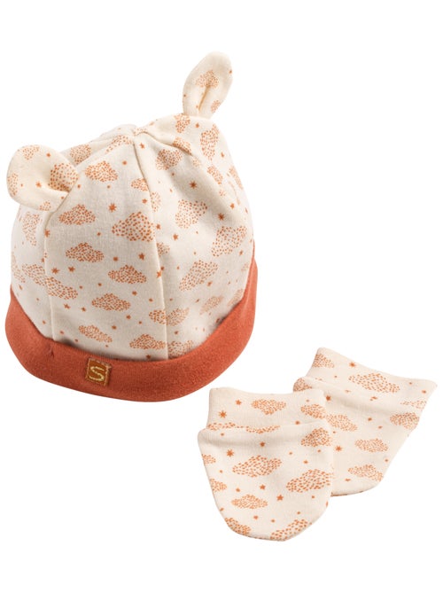 Setje met mutsje en wantjes voor baby's van katoen - Kiabi
