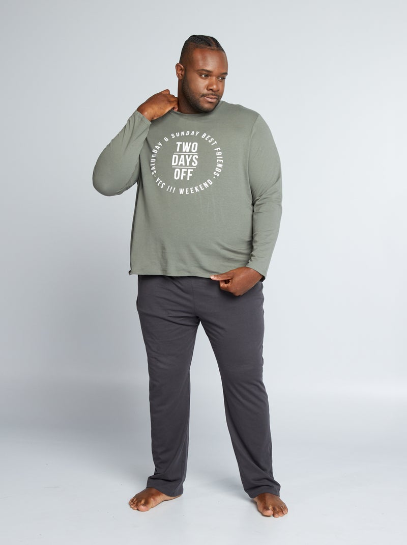 Setje met pyjamashirt + pyjamabroek - 2-delig GROEN - Kiabi