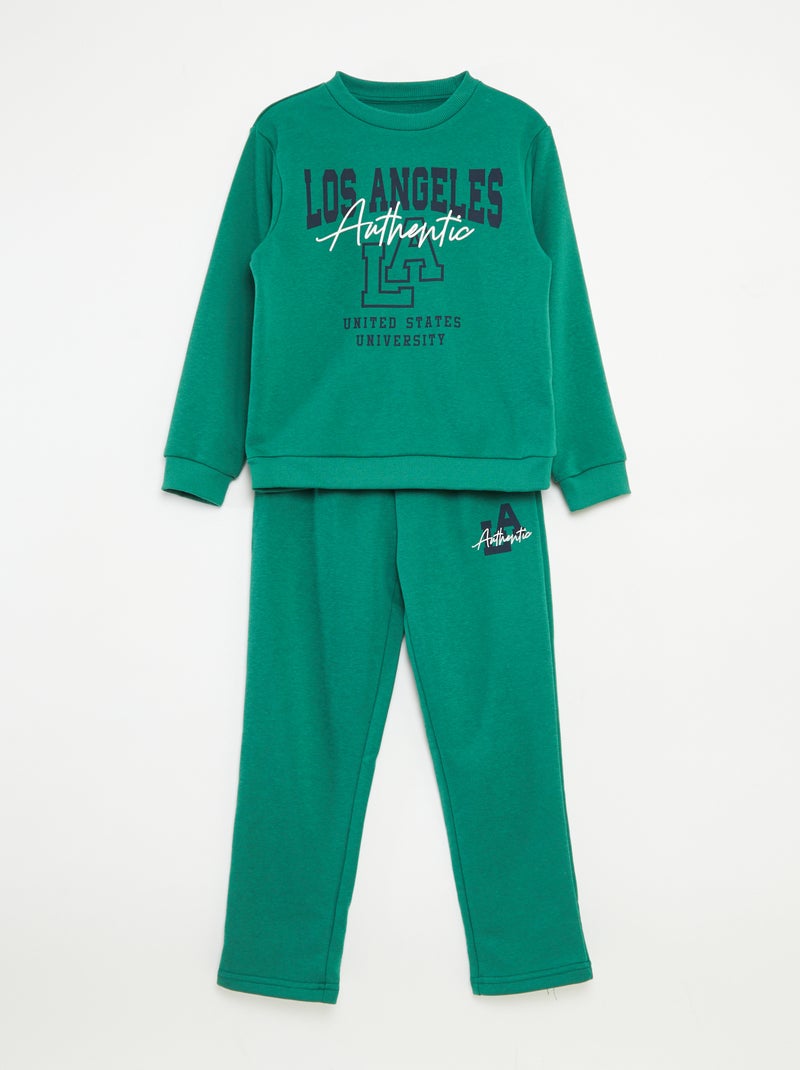 Setje met sweater + broek in campusstijl - 2-delig Groen - Kiabi